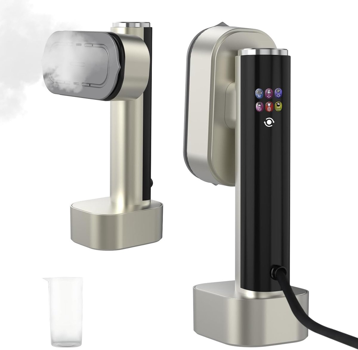 Stoomstrijkijzer, stoomstrijkijzer, reisstomer met lcd-scherm, 15 seconden snel opwarmen, 1300 W, 4 stoommodi - ShopVlot