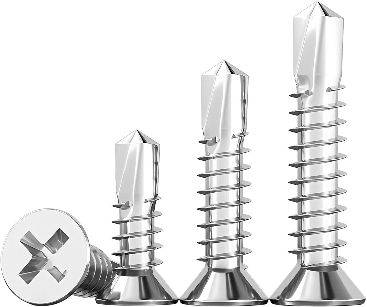 Pack of 100 Self Tapping Phillips Screws, M4.2x13mm, Self Drilling Screws for Drywall, Wood - ShopVlot