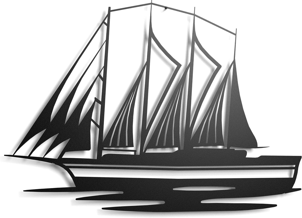 Sculptuur zeilboot 43x31 cm - staal - wanddecoratie - minimalistisch design - ShopVlot