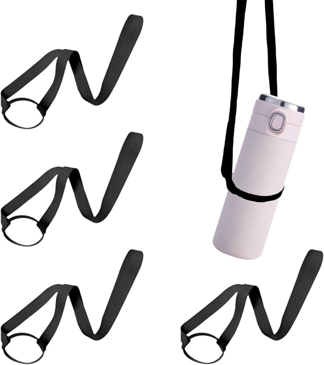 Set van 4 Herbruikbare Drinkhouders met Draagriem – Ideaal voor Festivals, Concerten en Outdoor Activiteiten – Verstelbare Nylon Drinkhouder voor Gemak en Comfort