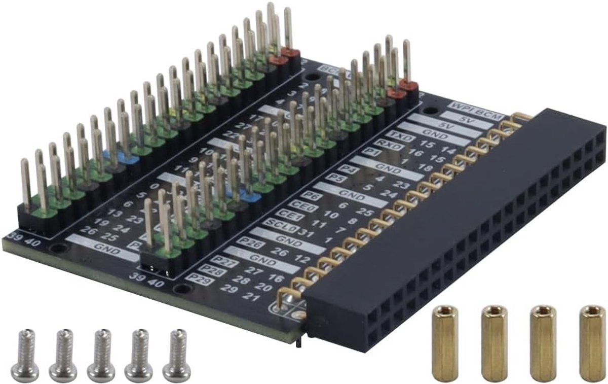 GPIO header adapter 2x 40PIN - 45° hoek - solderloos ontwerp - eenvoudig aansluiten van sensoren - ShopVlot