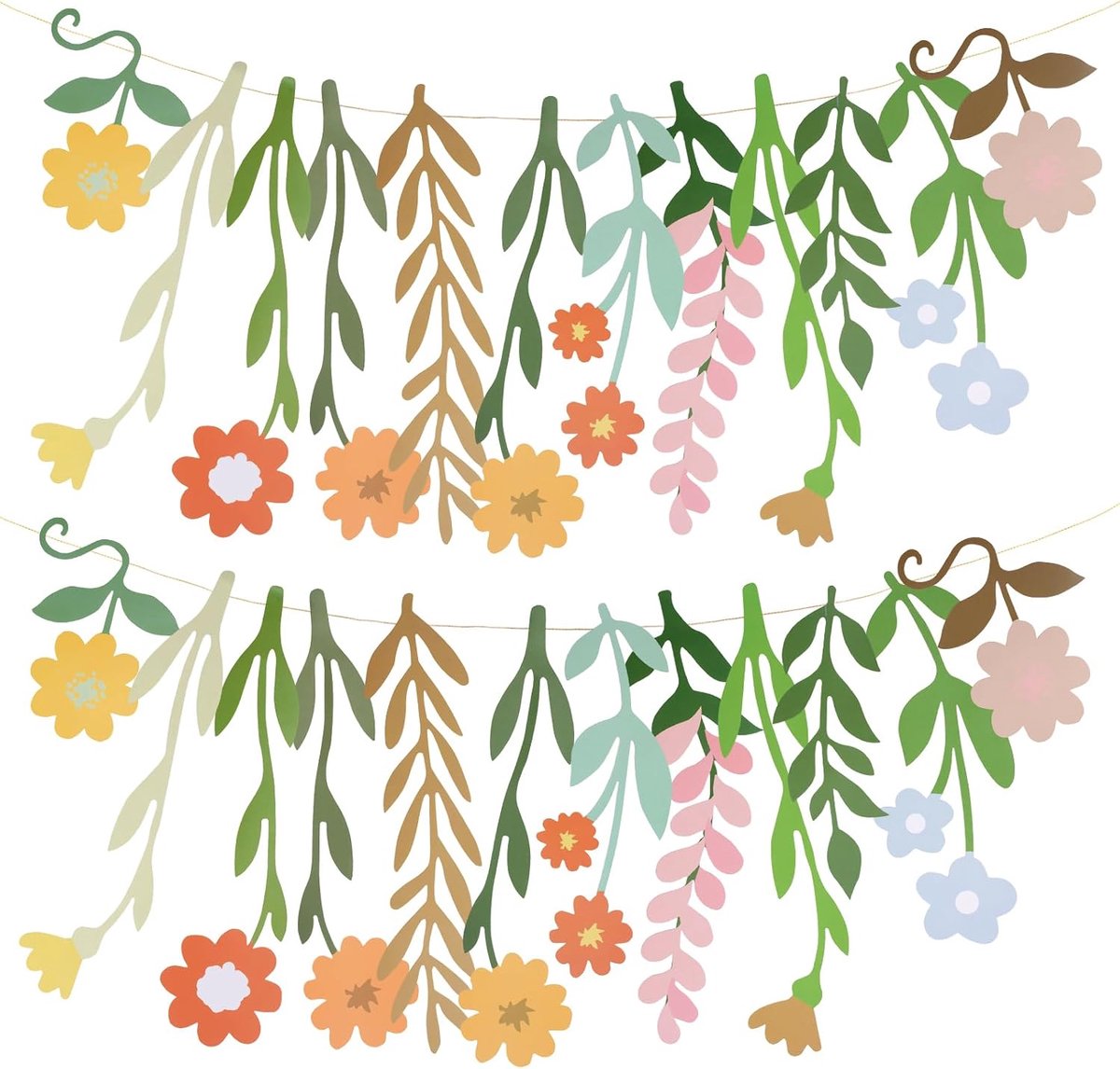 Bloemenbannerslinger 2 stuks - Waterdicht papier - Wilde bloemen decoratie - Perfect voor babyborrel of tuinfeest - ShopVlot