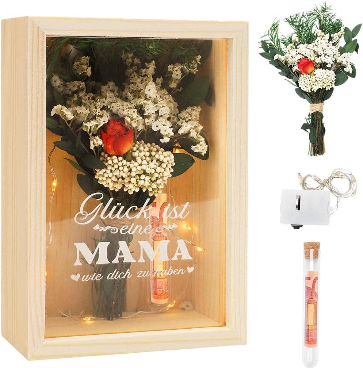 Verjaardagscadeau voor mama - houten doos - gedroogde bloemen - uniek geschenk voor de beste moeder - ShopVlot