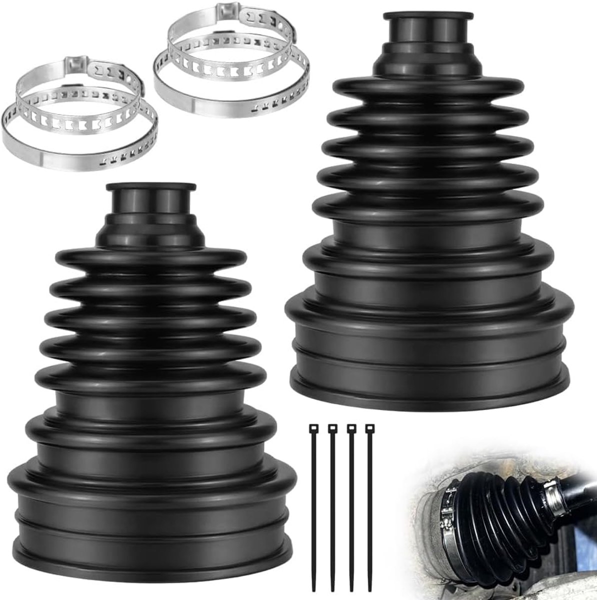 Universele asmanchet set - Flexibele rubberen bellows - Inclusief klemmen en kabelbinders - Voor eenvoudige installatie - ShopVlot