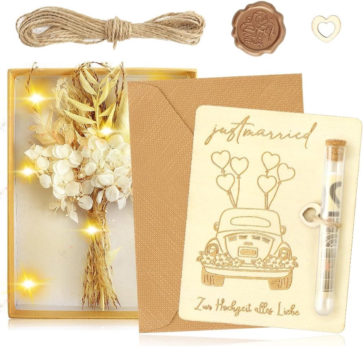 Geldcadeau geschenkdoos - droogbloemen en reageerbuisjes - creatief ontwerp - origineel verjaardagscadeau - ShopVlot