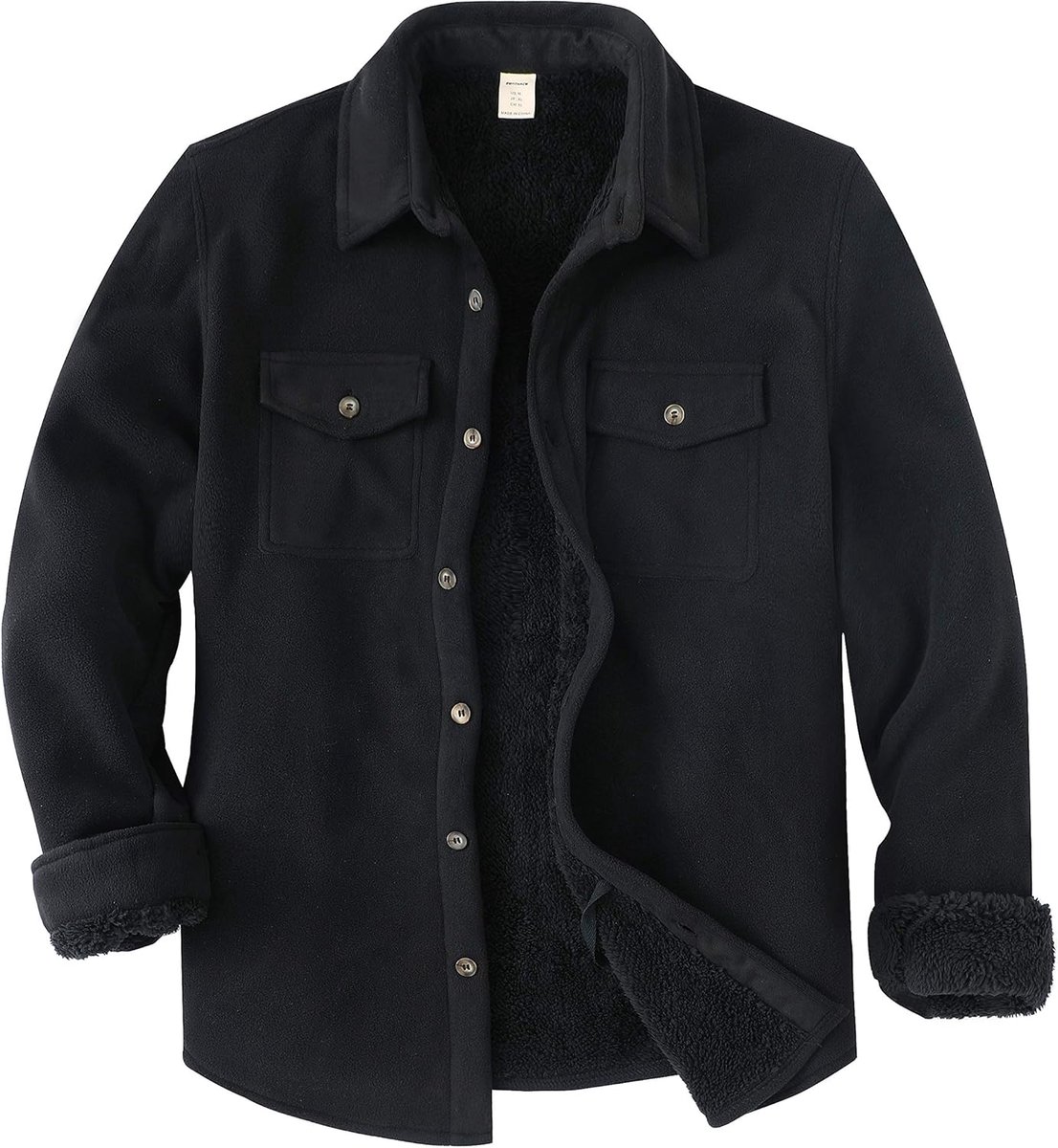 ZENTHACE Men's Warm Sherpa Lined Fleece Plaid Flannel Shirt Jacket (All Sherpa Fleece Lined) - ShopVlot