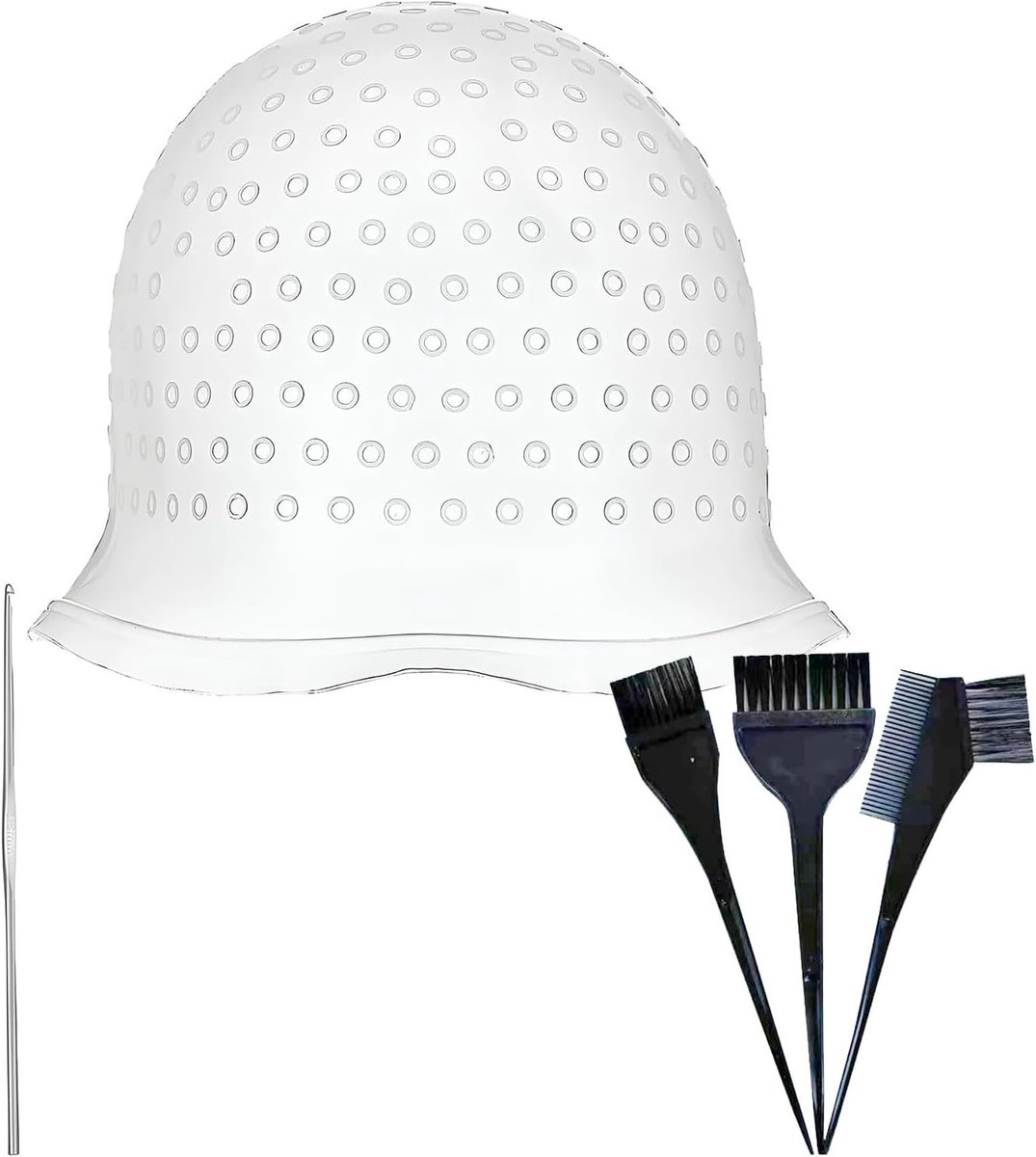 Siliconen Highlighter Caps met Kleurborstels - 5 Stuks Herbruikbare Caps voor Professionele Haarverf, Thuisgebruik en Kapsalon Dyeing