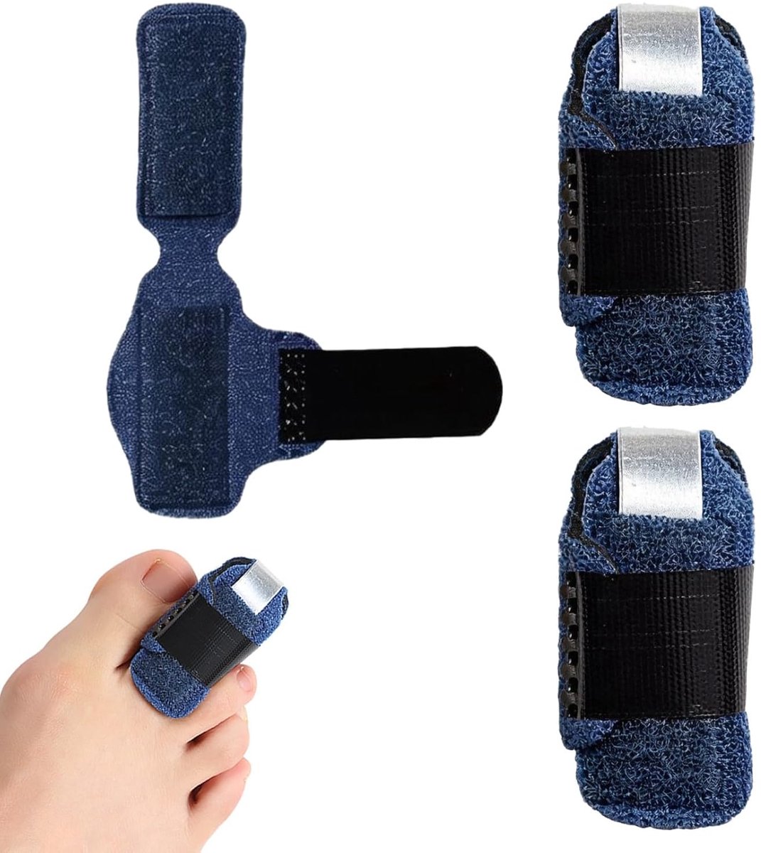 Vinger- en teensteun 3 stuks - verstelbaar, ademend materiaal - optimale ondersteuning voor gebroken tenen - ShopVlot