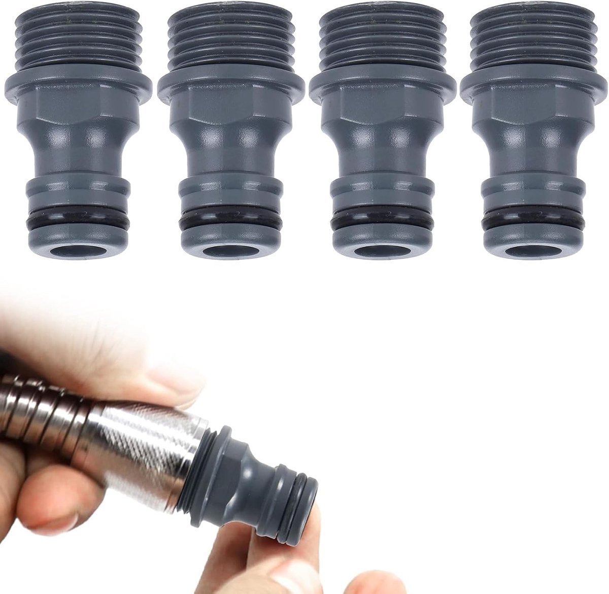 Tuinslangverbinders 4 stuks - G1/2 buitendraad - hoogwaardig ABS - ideaal voor tuinaanleg - ShopVlot