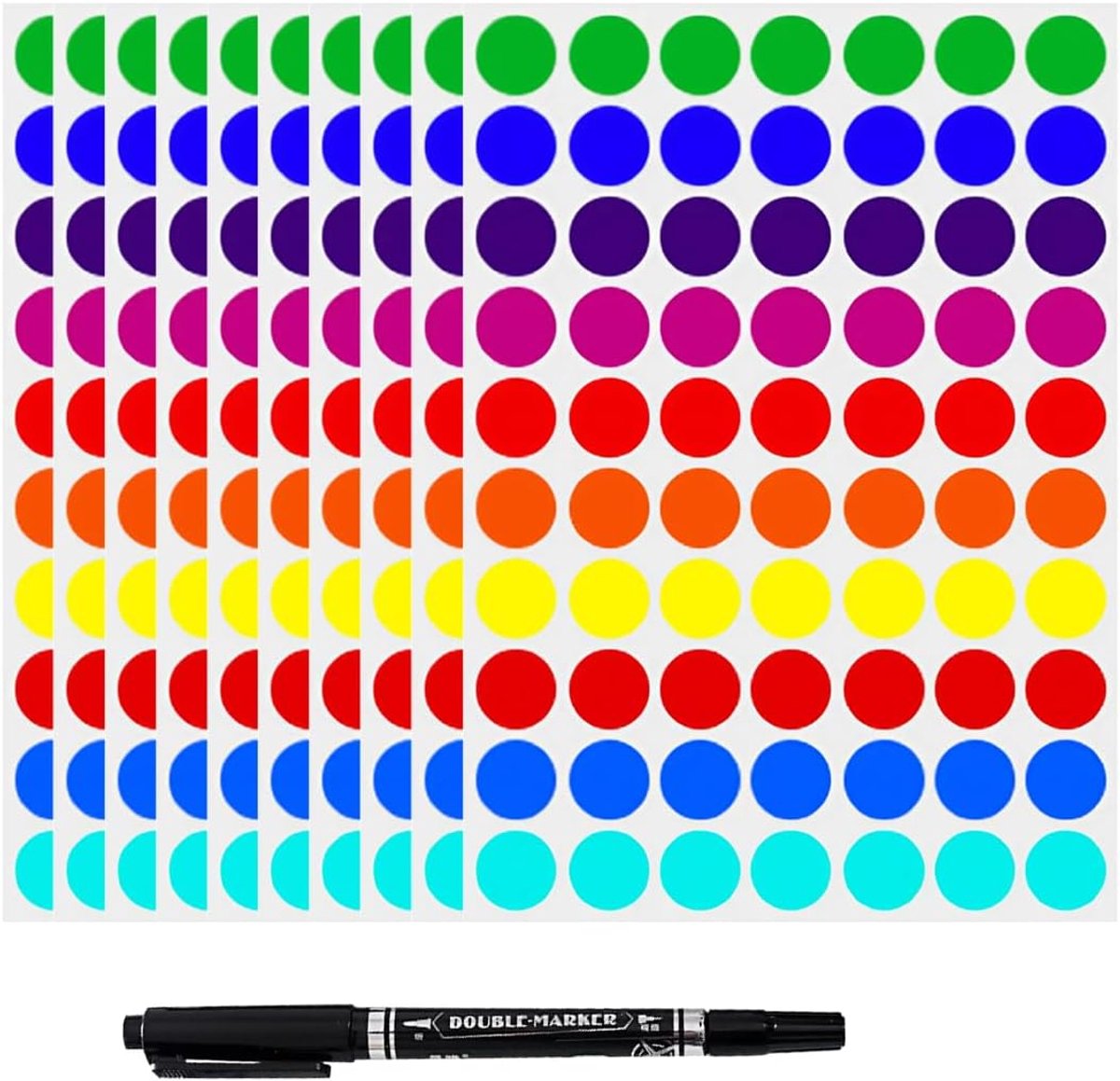 Ronde zelfklevende stickers 20mm - Multikleuren labels - 700 stuks voor kleurcodering - ShopVlot