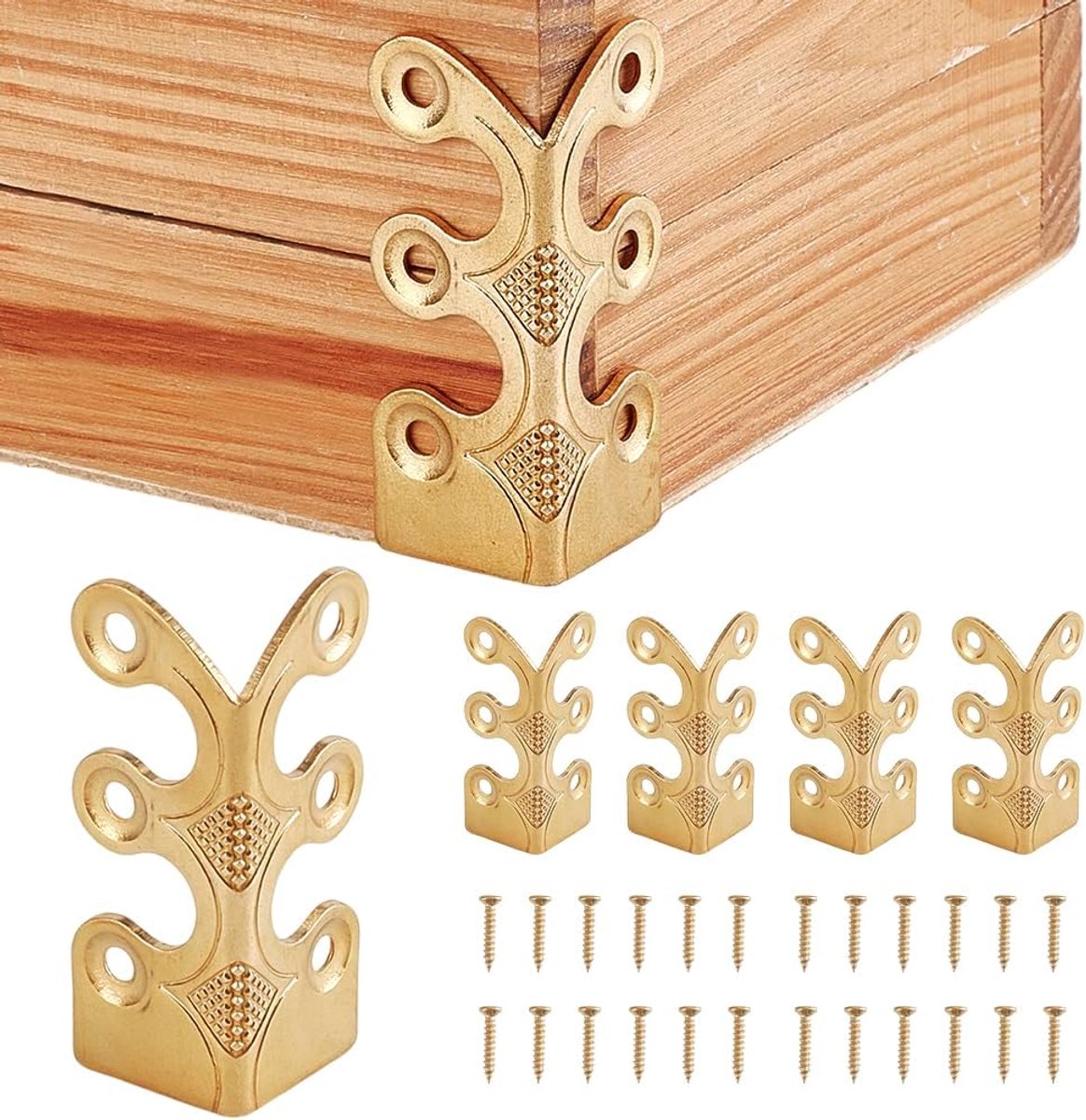 Hoekbeschermers 6 Stuks - Gouden Messing - Vintage Decoratief - Bescherming voor Meubels - ShopVlot