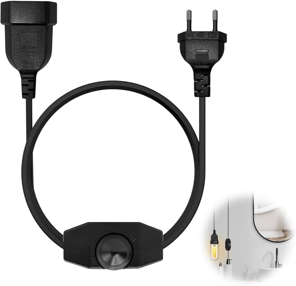 LED dimmer 230 V - 2 m lamp kabel - traploos dimmen - geschikt voor LED verlichting - ShopVlot