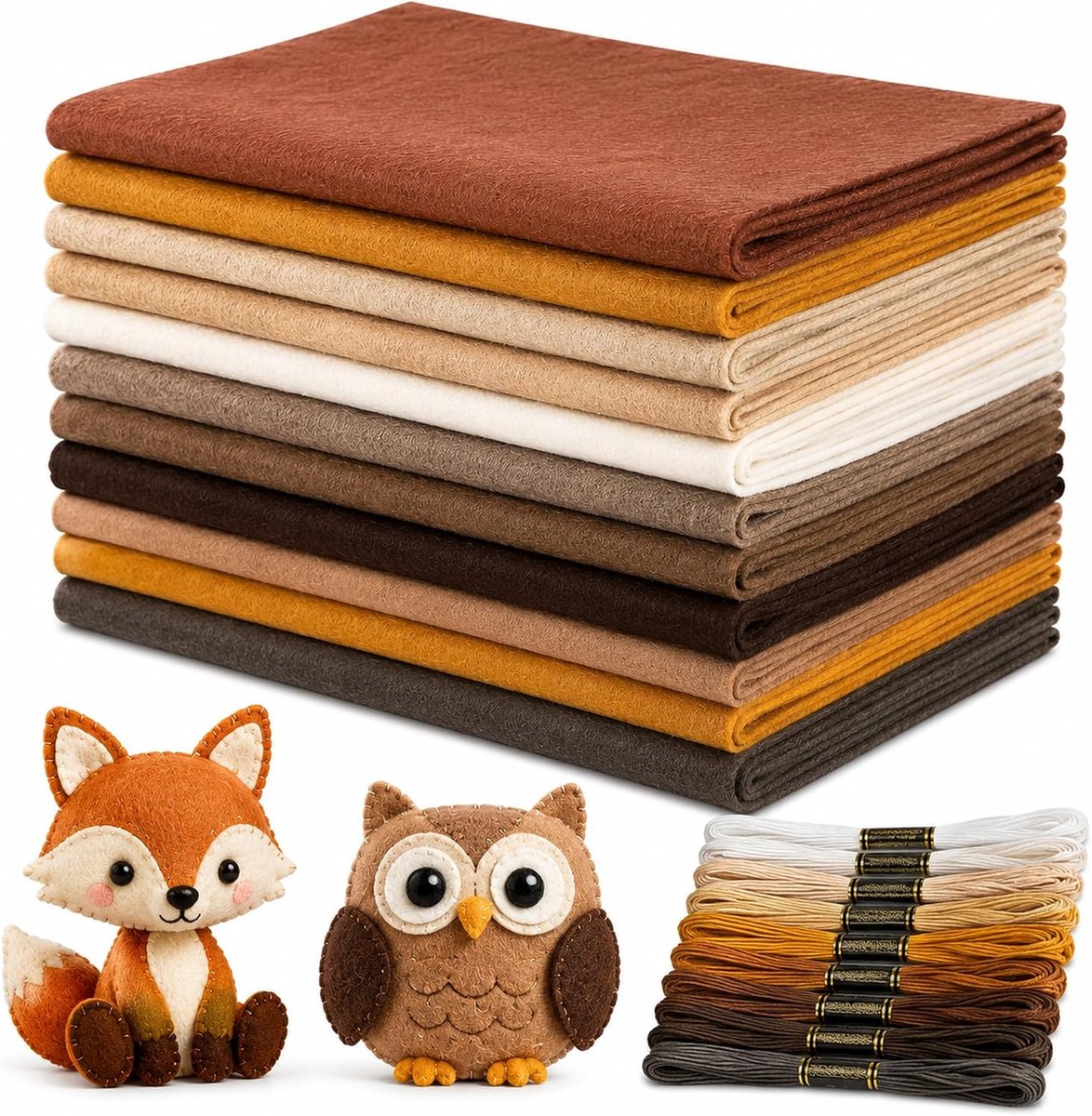 Knutselvilt set 12 rollen - 20 x 90 cm - zachte viltstof - ideaal voor patchwork - ShopVlot