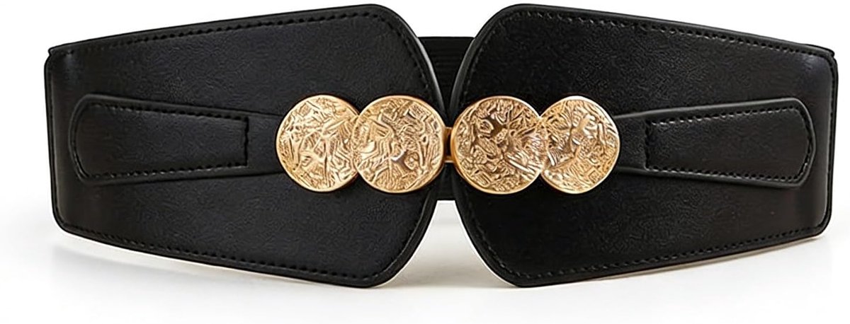 Elastische tailleriem dames - retro zwart - leren riem - perfecte heupriem voor feest - ShopVlot