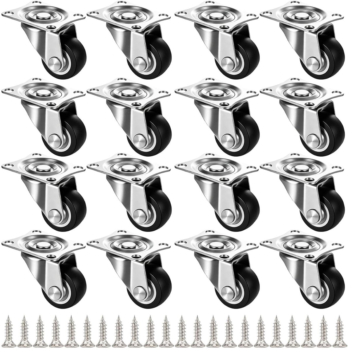 Mini-meubelwielen 3,25 cm - rubberen zwenkwielen - 360 graden draaibaar - voor meubels en apparaten - ShopVlot