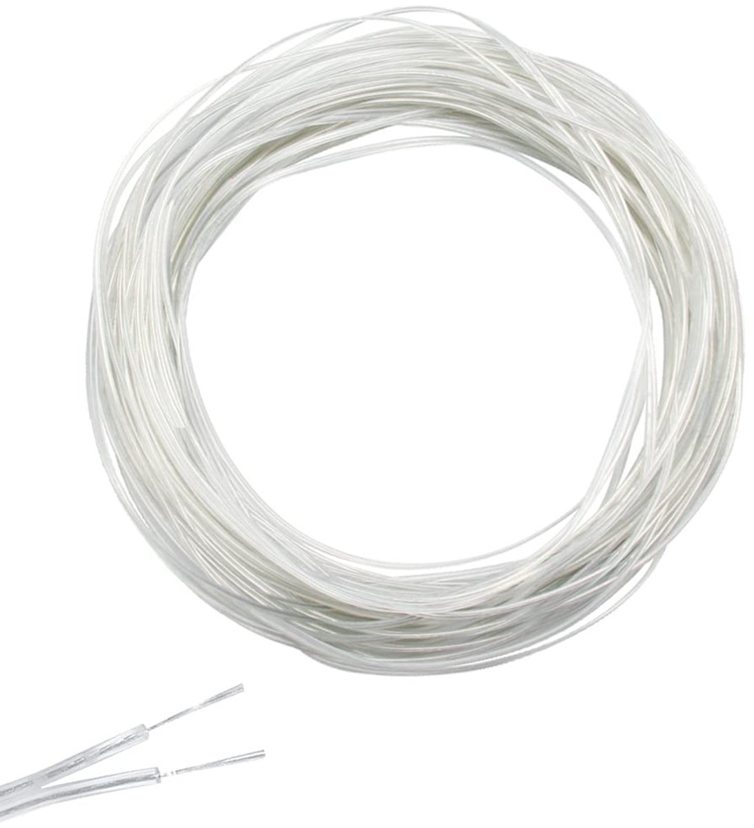Elektrische kabel 20m 2x0.75mm - transparant PVC - max 12V - ideaal voor LED verlichting - ShopVlot