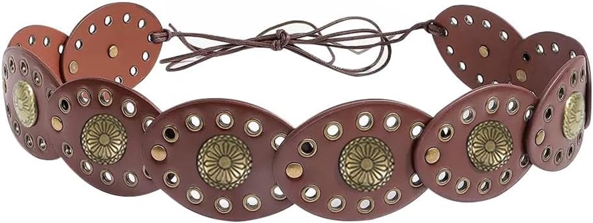 Schijfriem dames ovaal breed - boho stijl - concho details - perfecte tailleriem voor casual looks - ShopVlot
