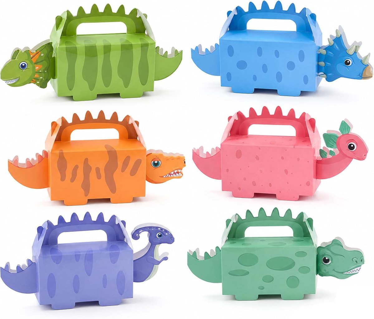 Cadeauzakjes voor kinderverjaardag - 6 stuks dinosaurussen - opvouwbaar - leuk om te knutselen - ShopVlot