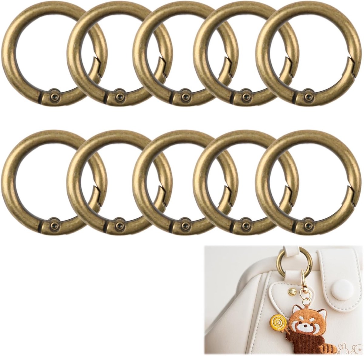 Ronde Karabijnhaak 27mm - 10 Stuks voor Handtas Sleutelhanger, Duurzame Stalen Clips, Ideaal voor Handgemaakt en DIY Projecten