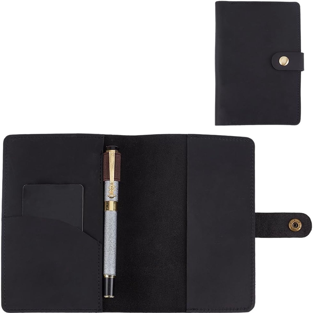 Reisnotitieboek 16 x 11 cm - Handgemaakt rundleer - Pennenvak - Ideaal voor notities en paspoort - ShopVlot