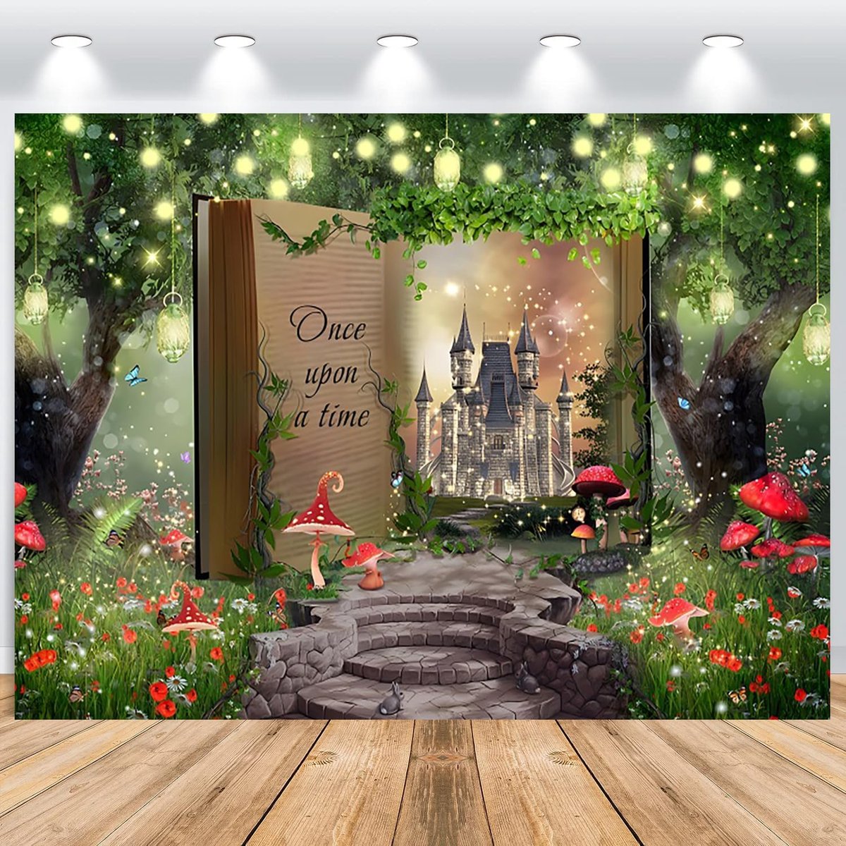 Fotobehang verhaalachtige bossen 3x2,5m - vinyl - glittereffect - perfect voor verjaardagen - ShopVlot