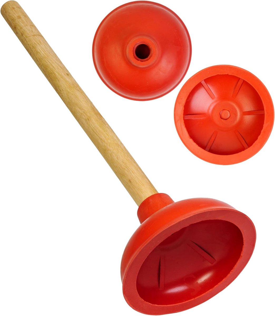 Ontstopper 130 mm - Houten handvat 36 cm - Rubber zuignap - Ideaal voor verstoppingen - ShopVlot