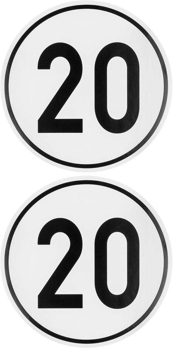 Sticker Set Snelheid 20 km/h - Diameter 20 cm - Hechtfolie - Weerbestendige snelheidstickers voor voertuigen - ShopVlot