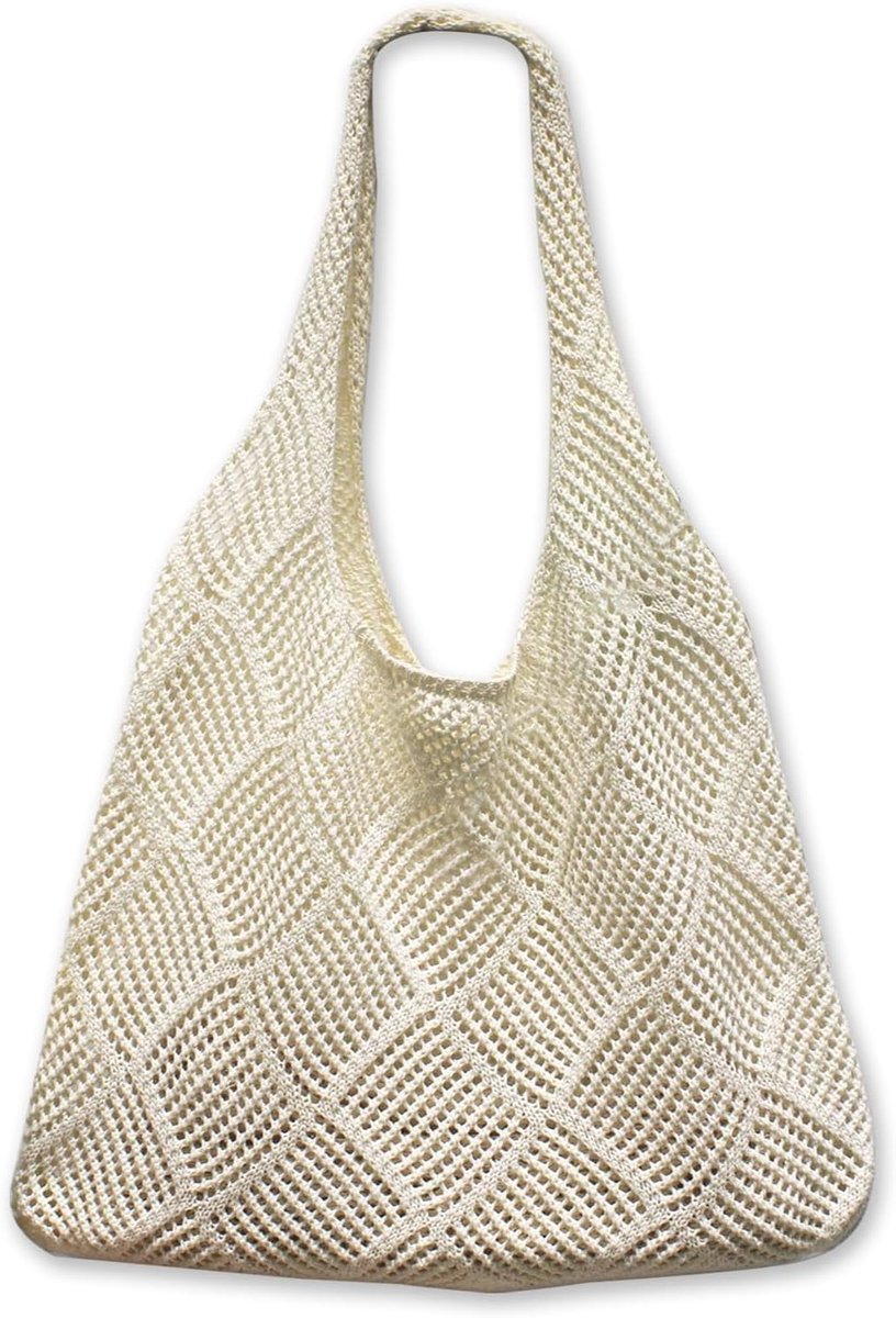 Strandtas voor vrouwen - grote capaciteit - gehaakt retro design - ideaal voor vakantie - ShopVlot