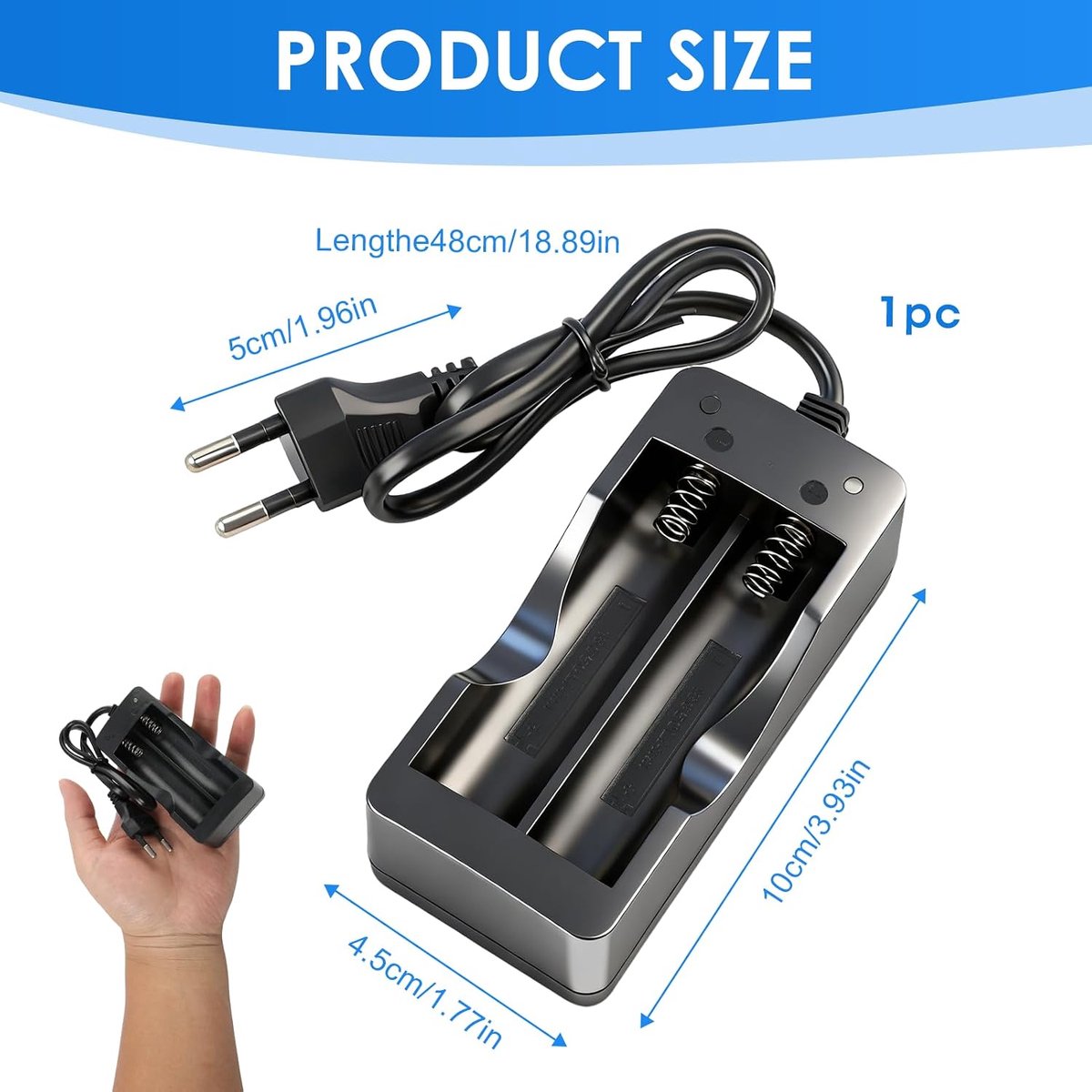 18650 batterijoplader - intelligente Li-Ion oplader - 2 slots - snel opladen voor diverse batterijen - ShopVlot
