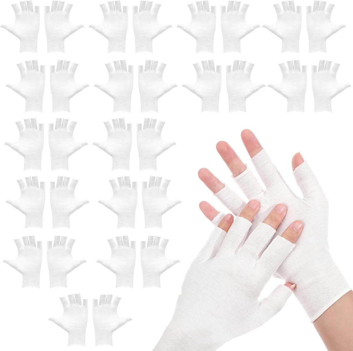 Katoenen handschoenen vingerloos - wit katoen - 15 paar - voor handverzorging - ShopVlot