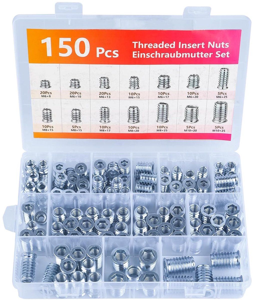 Screw Nut Set 150-delig - M6 M8 M10 - Gegalvaniseerd staal - Ideaal voor houtverbindingen - ShopVlot