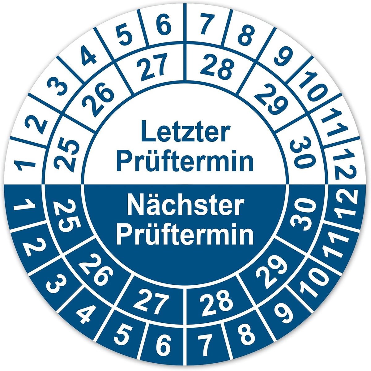 Testlabels 30 mm - zelfklevend - waterdicht - snel overzicht van inspectiedata - m-winkel