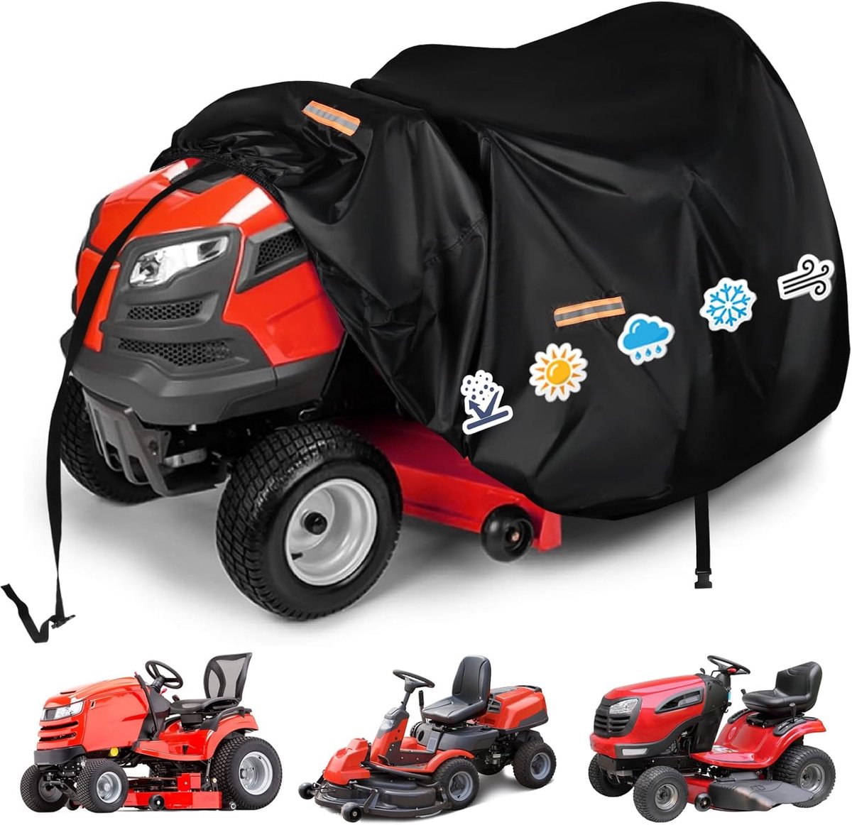 DOCEPERT Outdoors Riding Lawn Mower Cover Waterproof Heavy Duty 420D Polyester Oxford Lawn Tractor Cover Fits Decks Up - ShopVlot