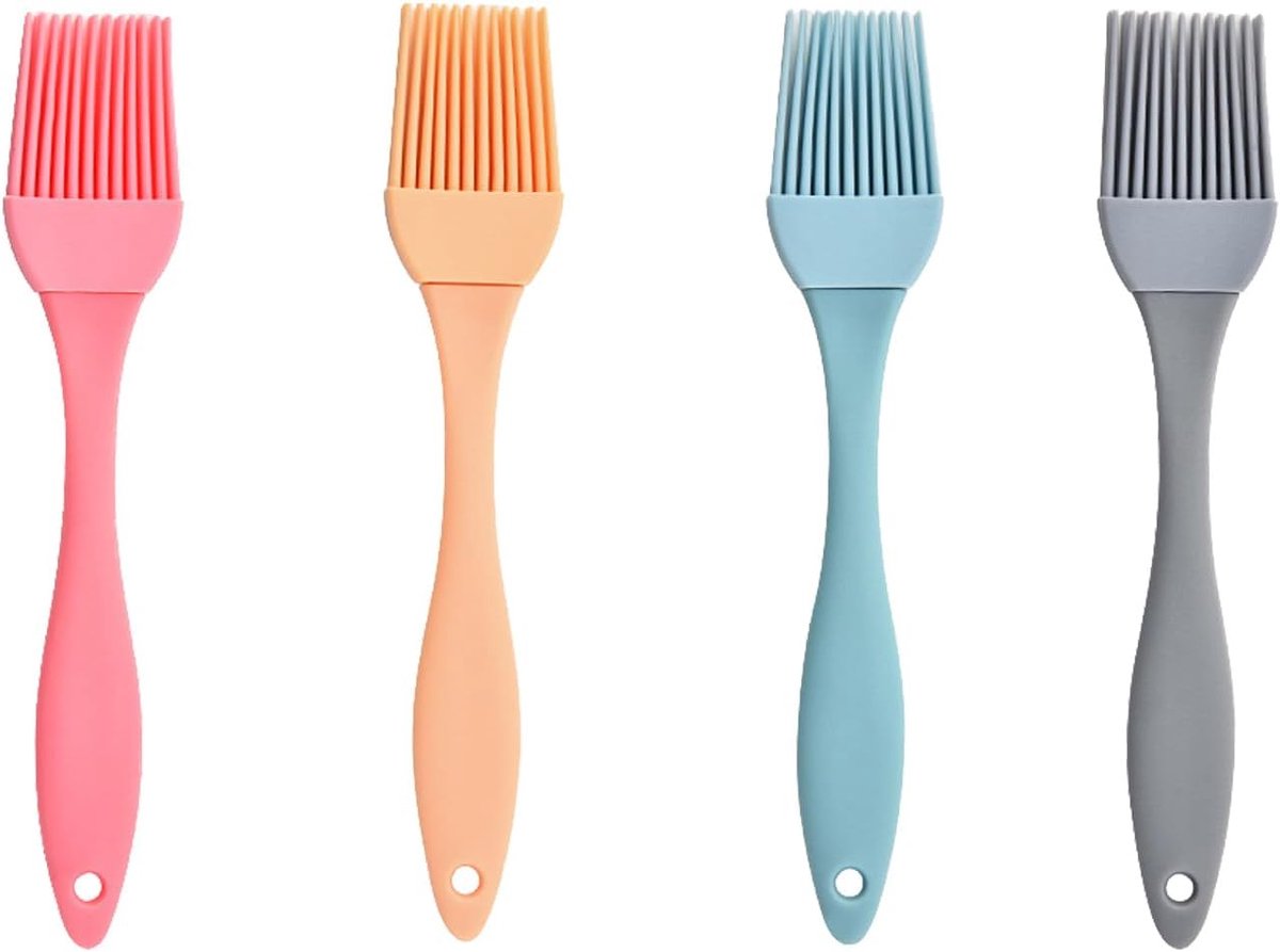 4 stuks siliconen borstels voor keuken, grillborstel, hittebestendig, vaatwasmachinebestendig, voor barbecue, gebak - ShopVlot