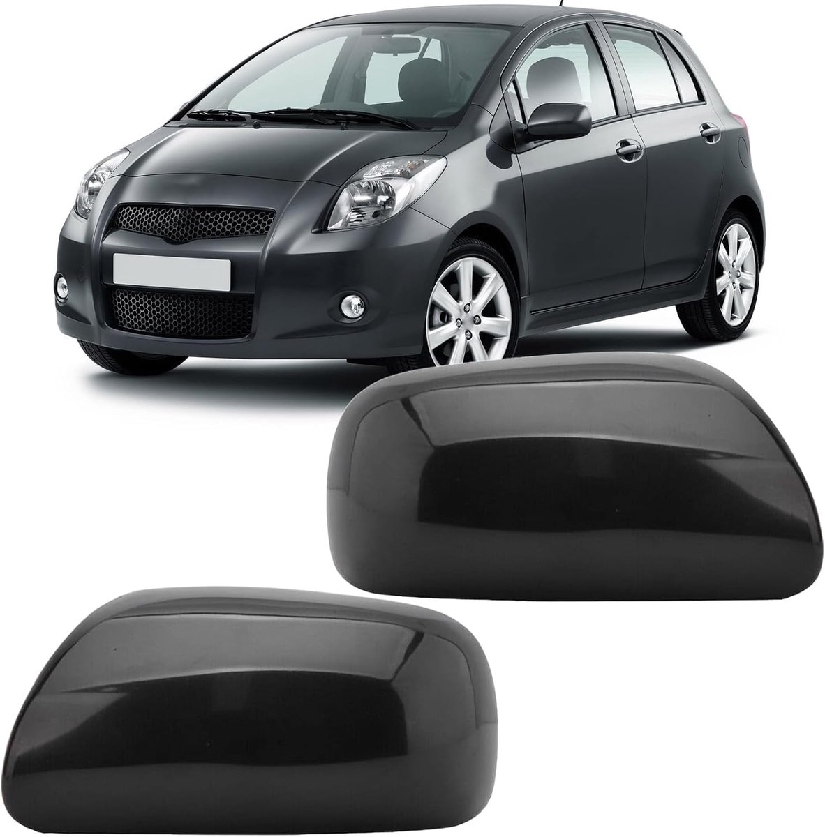 1 Pair Car Mirror Covers Rear View Mirror Cover Compatible with Toyota Yaris Black Rearview Mirror Covers Side Mirror - ShopVlot