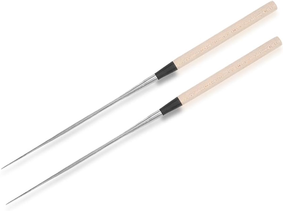 Sushi Chopsticks, Long Japanese Stainless Steel Chopsticks with Wooden Handle Sushi Reusable Chopsticks for Food - ShopVlot