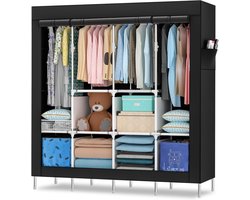 Mihoho Draagbare kledingkast, 170 cm kast voor het ophangen van kleding, kledingrek van metaal, vrijstaande - ShopVlot