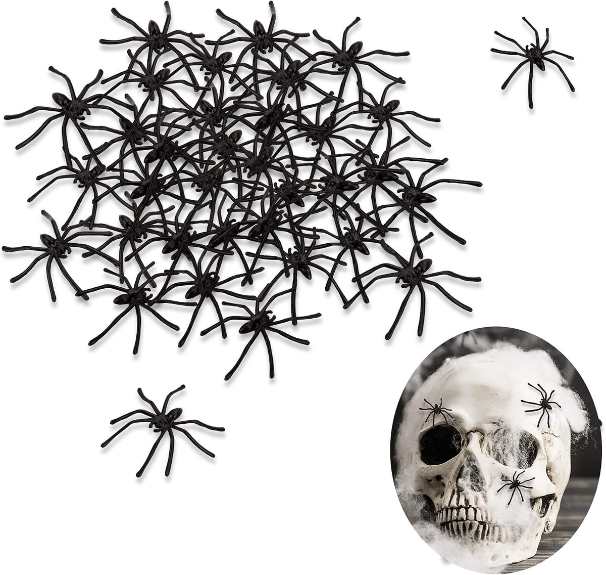 Halloween Spiders, 100 Pieces Plastic Decorations, Mini Spiders for Haunted House, Black, 4.5 x 4 x 1 cm - ShopVlot