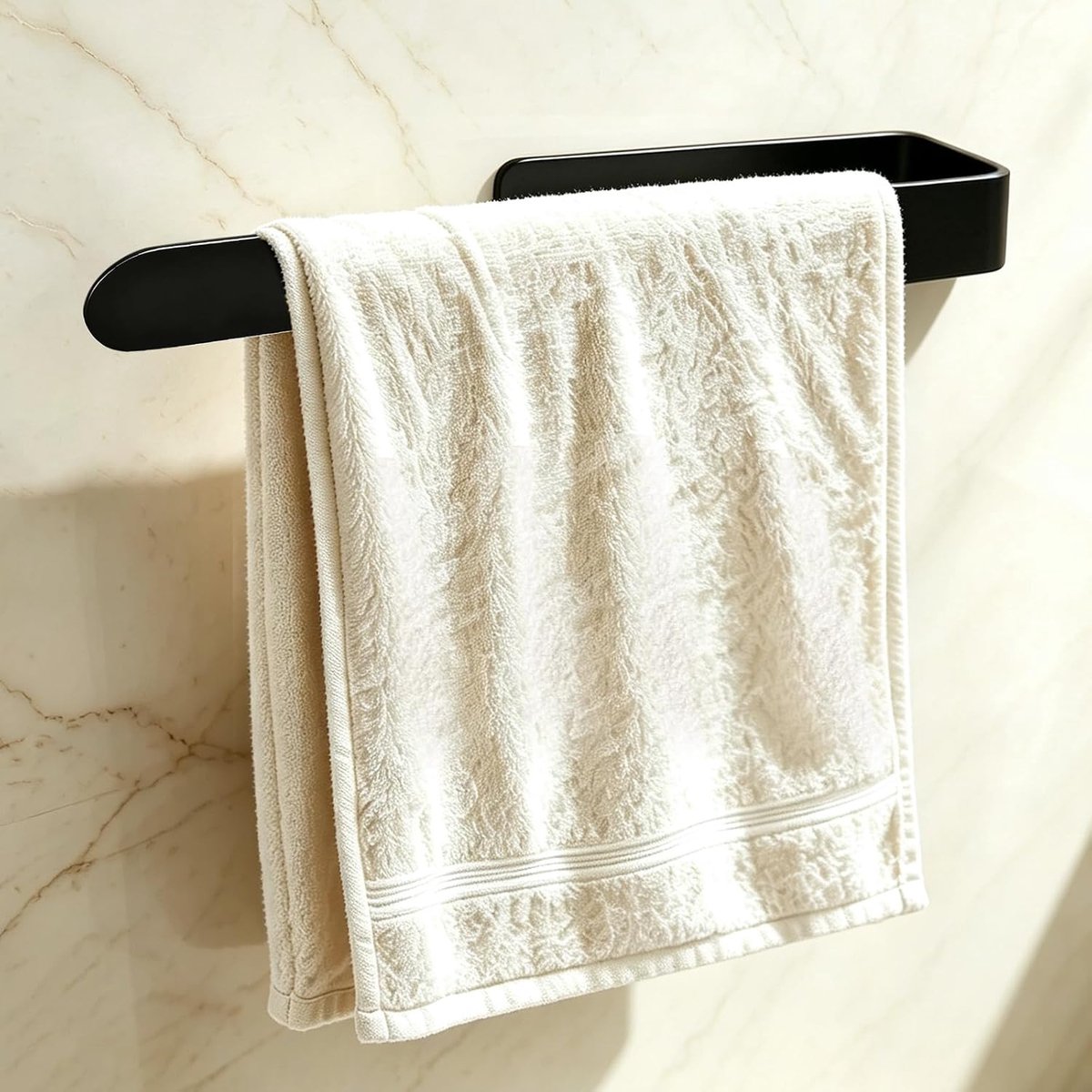 Handdoekhouder, zelfklevend, zonder boren, 37 cm, 304 roestvrij staal, zwart - Voor badkamer en keuken - ShopVlot