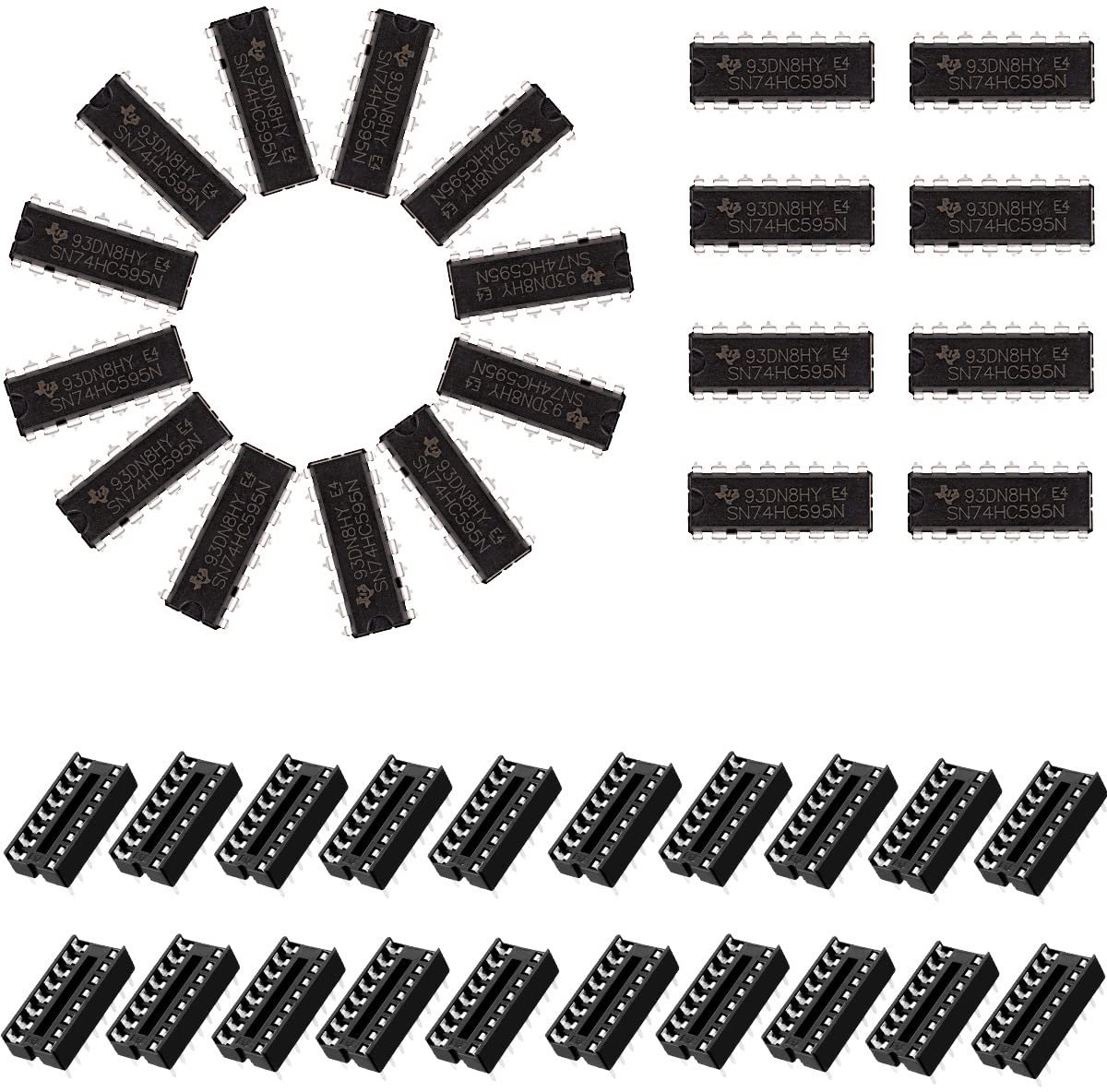 20pcs SN74HC595N 8-Bit Counter Shift Registers 74HC595 DIP-16 3-State Output Registers Integrated Circuits High Speed - ShopVlot