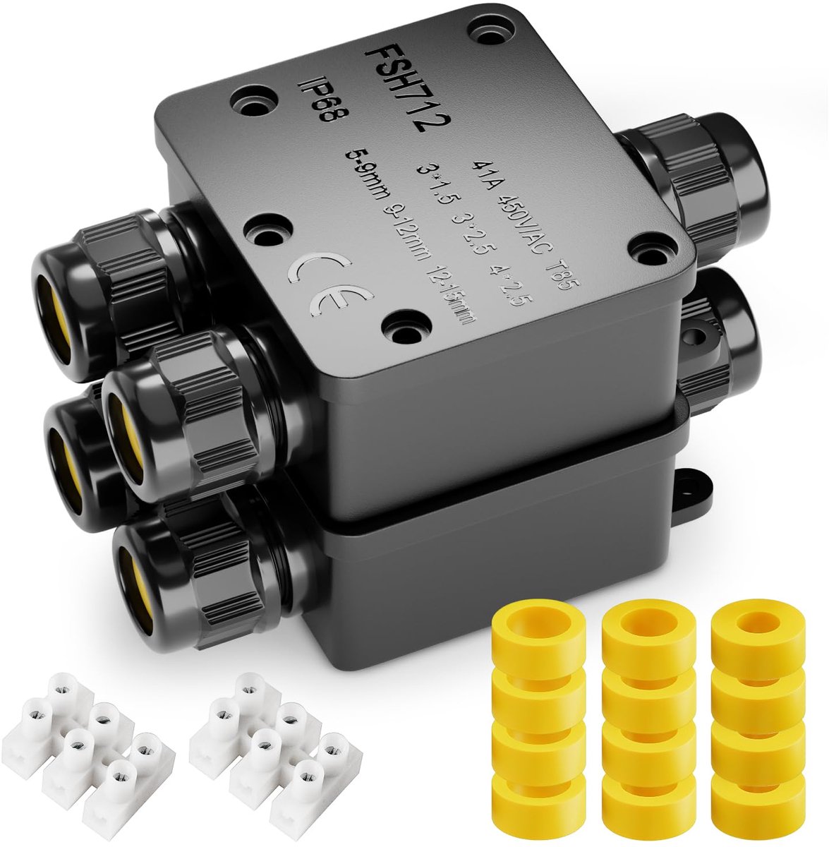 IP68 Waterproof Junction Box, 2-Way Cable Connector, Black, Outdoor Cable Connection Box (2, M-3W) - ShopVlot