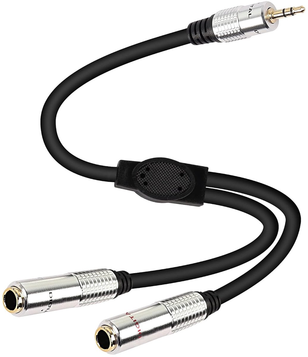 XMSJSIY, 0.3cm to Dual 6.35mm Stereo Audio Audio Adapter Cable, 3.5mm (1/8") TRS Plug to Dual 1/4" TS Bus Adapter for - ShopVlot