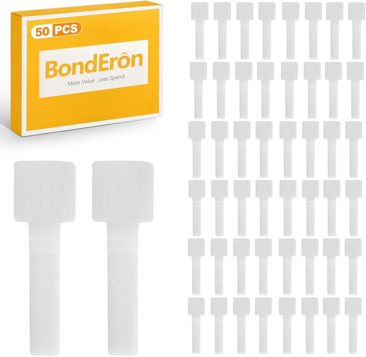 Pack of 50 Cable Ties White - Reusable Cable Management Organizer for Desk, Office, Home and PC Cables - ShopVlot