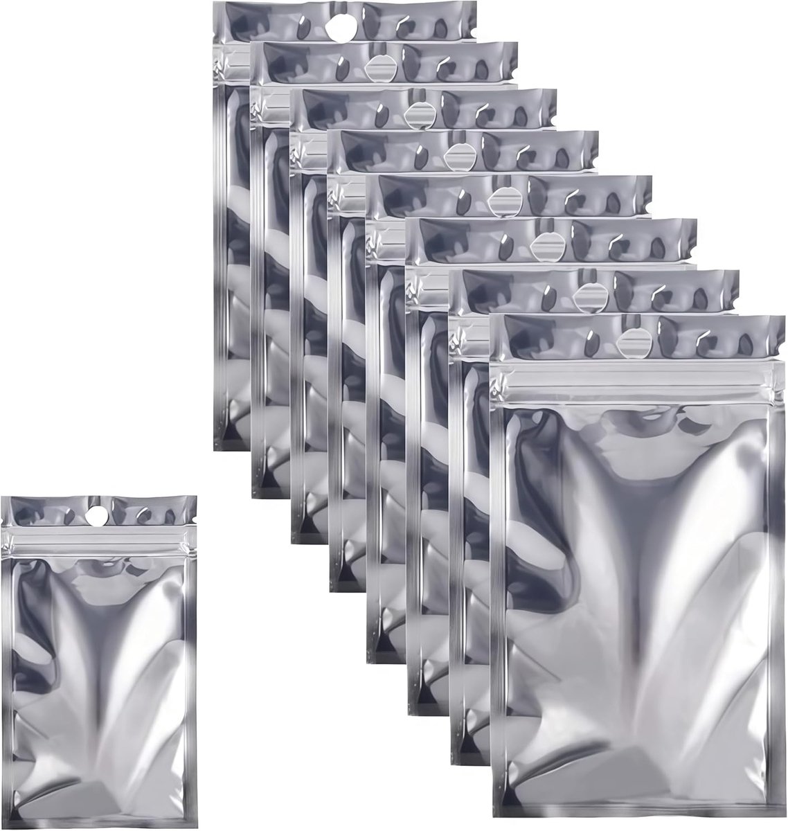 100 resealable bags, odour inhibiting, 16 x 24 cm, mylar bags made of aluminium paper, holographic flat aluminium - ShopVlot