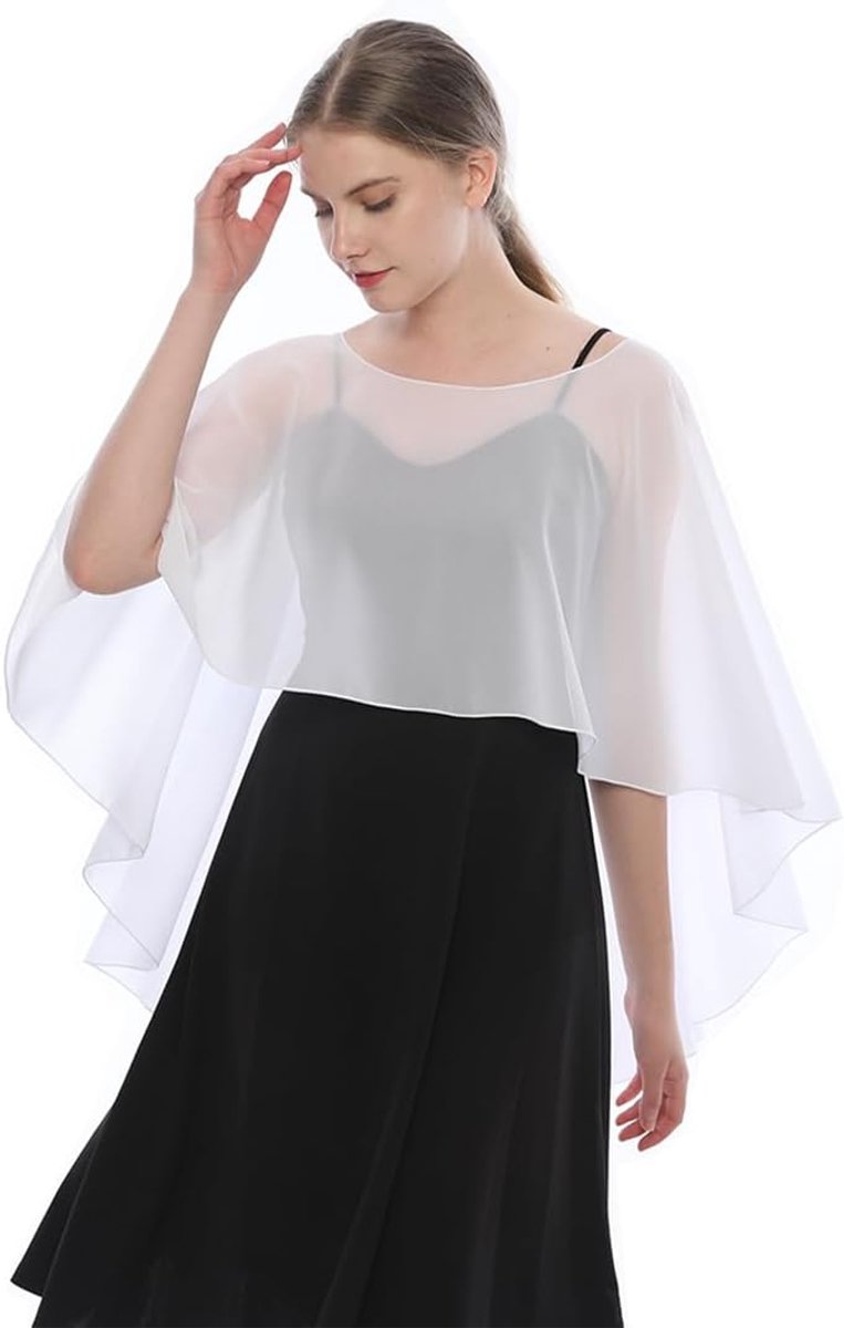 1 x damescape, sjaals van transparante chiffon, voor dames, lichte sjaals en omslagdoeken voor avondjurk, geschikt - ShopVlot