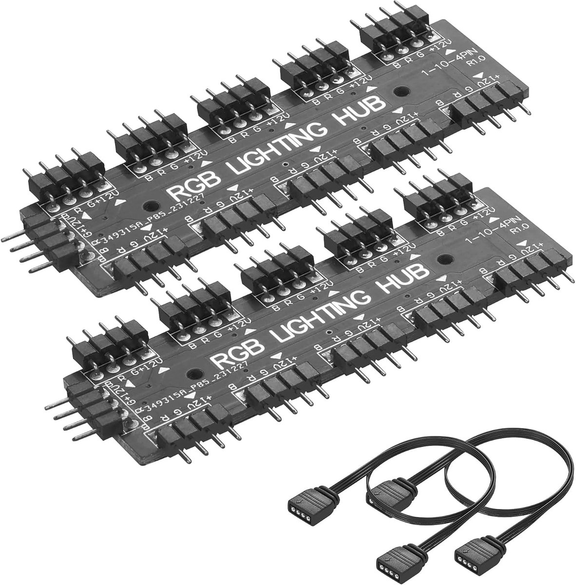 CERRXIAN 2PCS 5V 3Pin ARGB HUB Splitter Adapter 1 to 10 Ports LED with Splitter 50CM Cord for Desktop Computer (12V - ShopVlot