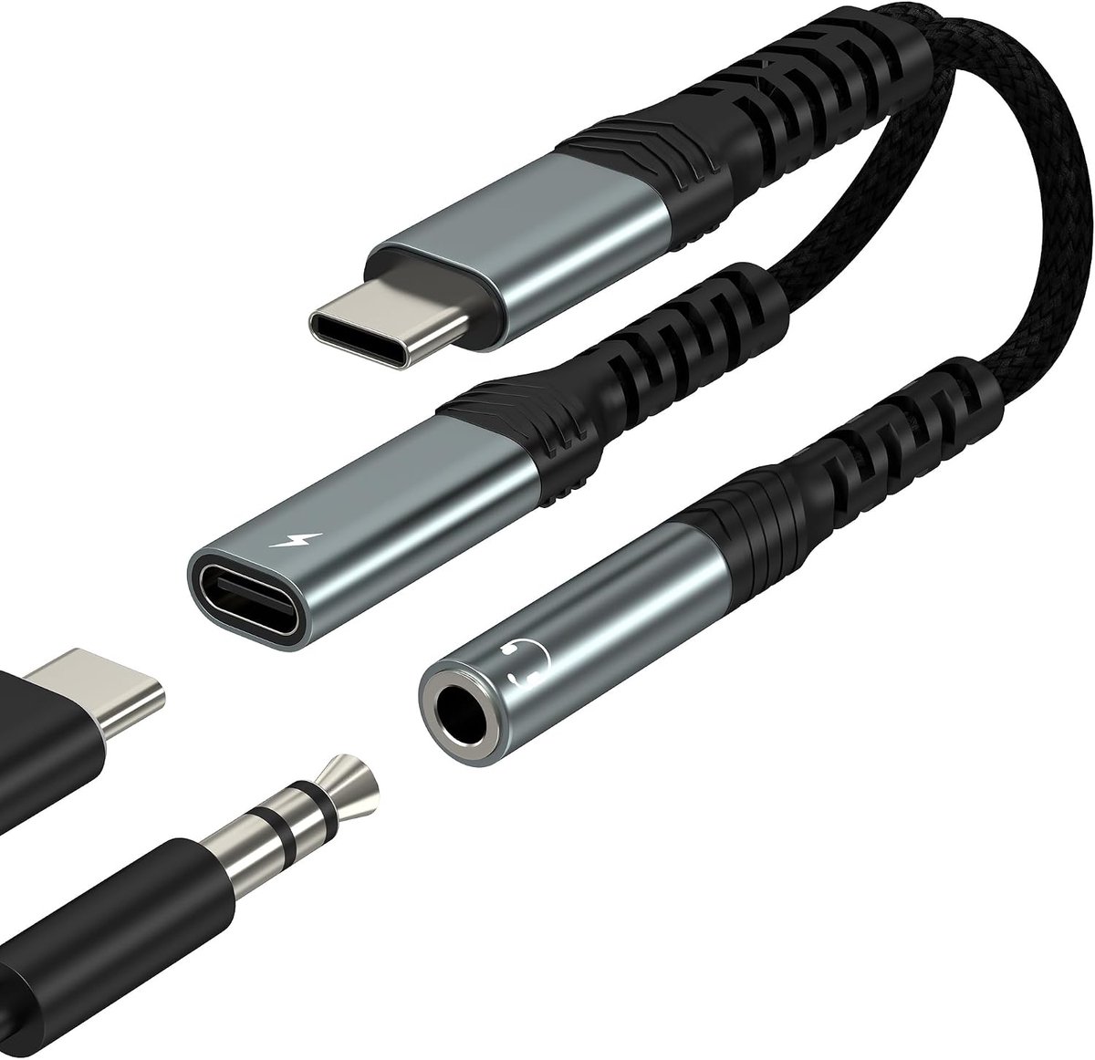 USB C naar hoofdtelefoonaansluiting adapter hoofdtelefoon aux audiokabel voor 3,5 mm splitter DAC voor iPhone17 16 15 - ShopVlot