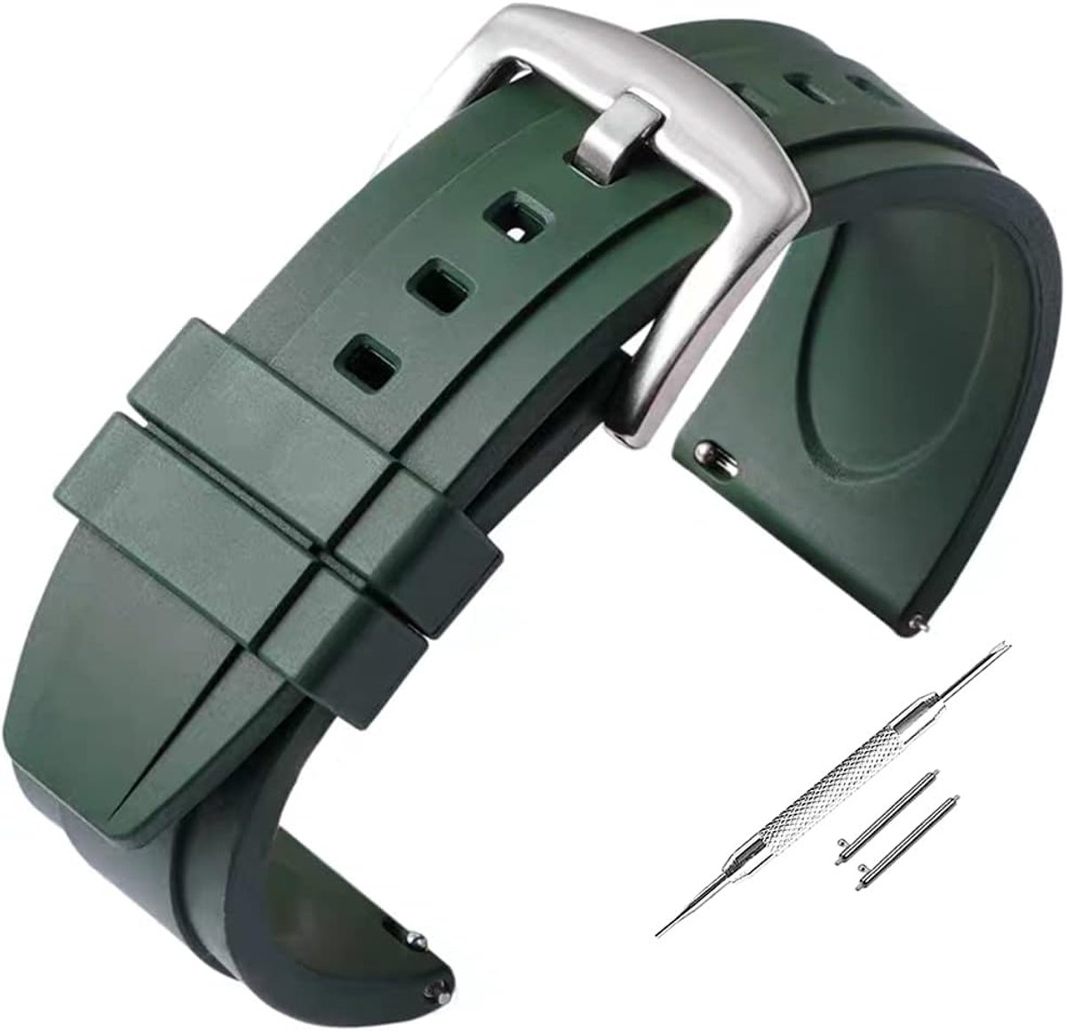 Fluorine Rubber Strap 20mm 22mm Soft and Durable Watch Bands with Quick Closure, Replacement Strap - ShopVlot