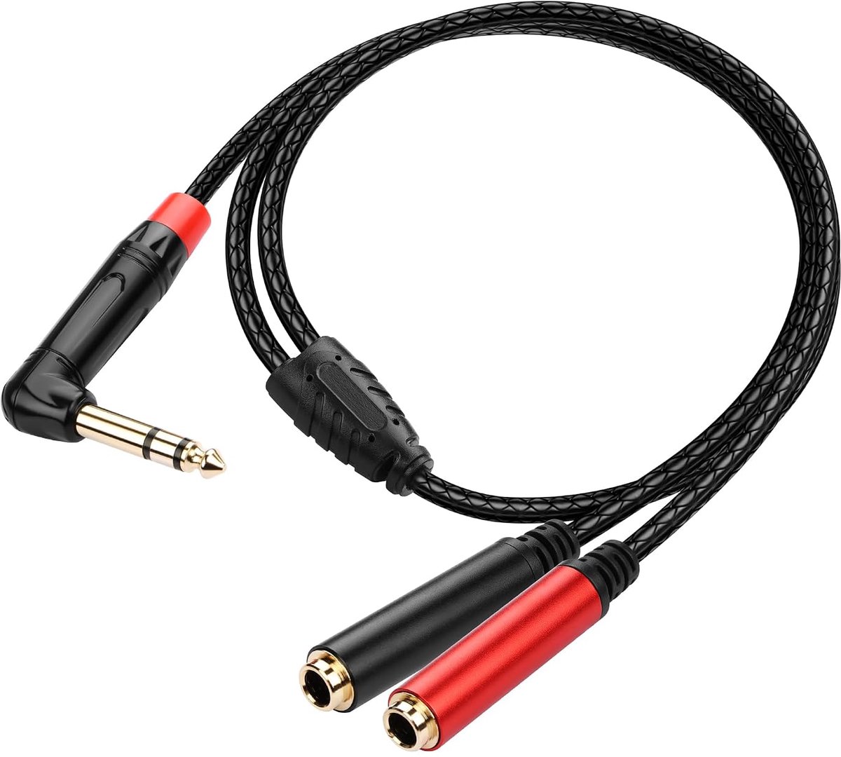 SinLoon 1/4 Inch TRS Stereo Y Splitter Kabel 90 Graden 6.35mm TRS Mannelijk naar Dual 6.35mm Vrouwelijke Kabel voor - ShopVlot