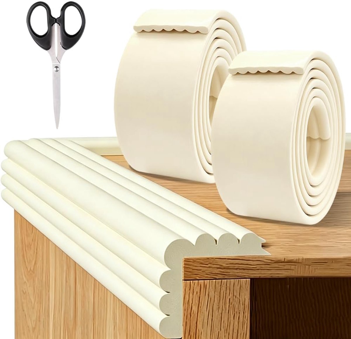 2 stuks 2 m x 8 cm randbescherming schuim voor baby's, BPA-vrij, zachte randbescherming, zelfklevende - ShopVlot